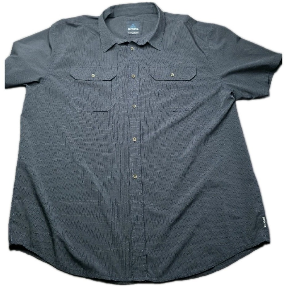 prAna Men's XXL Charcoal Gray Short Sleeve Button Down Shirt - Style M11170332